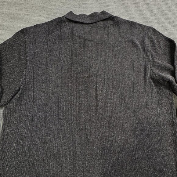Marc Edwards Polo Shirt Long Sleeve Mens Size XL Mock Tee Charcoal Gray Stripes - Picture 7 of 12